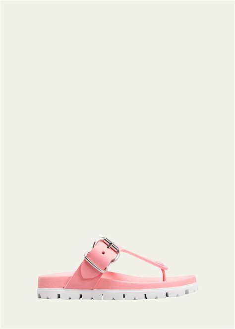 prada gray flat thong buckle sandals|prada plexiglass sandals.